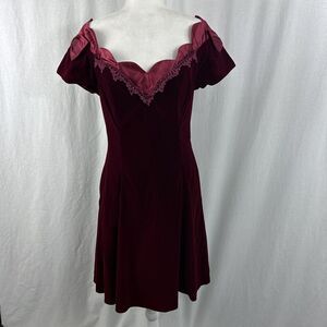 Zum Zum Vintage Red Velvet Off Shoulder Mini Party Dress Womens Size 15/16